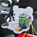 Seggiolino auto pieghevole in stile cartone animato Portabevande Sedile posteriore Vassoio portaoggetti Tavolo organizer (bianco)