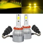2 PCS H8 / H9 / H11 18W 1800 LM 3000K IP68 Casnbus faro LED per auto a corrente costante con 2 lampade COB, DC 9-36V (luce dorata)