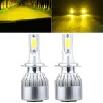 2 PCS H7 18W 1800 LM 3000K IP68 Casnbus Faro LED per auto a corrente costante con 2 lampade COB, DC 9-36V (luce dorata)