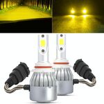 2 PCS 9005 18W 1800 LM 3000K IP68 Casnbus Faro LED per auto a corrente costante con 2 lampade COB, DC 9-36V (luce dorata)