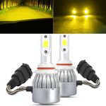 2 PCS 9006 18W 1800 LM 3000K IP68 Casnbus Faro LED per auto a corrente costante con 2 lampade COB, DC 9-36V (luce dorata)