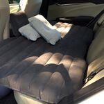 Materasso gonfiabile da viaggio per auto, letto ad aria, campeggio, universale, SUV, sedile posteriore, divano, con protezione, cuscino d'aria (nero)