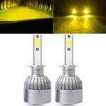 2 PCS H1 18W 1800 LM 3000K IP68 Canbus Faro LED per auto a corrente costante con 2 lampade COB, DC 9-36V (luce dorata)