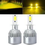 2 PCS H3 18W 1800 LM 3000K IP68 Canbus Faro LED per auto a corrente costante con 2 lampade COB, DC 9-36V (luce dorata)