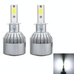 2 PCS H3 18W 1800 LM 6000K IP68 Canbus Faro LED per auto a corrente costante con 2 lampade COB, DC 9-36V (luce bianca)