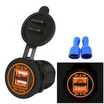 Caricabatteria da auto universale Presa di corrente a 2 porte Caricabatteria doppio USB 5V 4.2A IP66 con apertura (luce arancione)