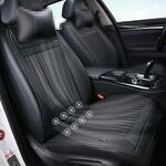 Cuscino per auto 12V Coprisedile estivo in seta di ghiaccio traspirante USB, otto ventole + ventilazione e refrigerazione (nero)