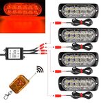 DC12V-24V / 18W Griglia anteriore 4 in 1 Luce lampeggiante stroboscopica di emergenza Pickup 12 LED Luce laterale Controllo wireless 16 modalità (luce rossa)