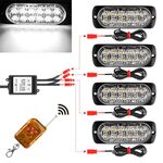 DC12V-24V / 18W 4 in 1 Griglia anteriore Luce stroboscopica di emergenza Spia luminosa Pickup 12 LED Luce laterale Controllo wireless 16 modalità (luce bianca)