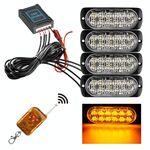 DC12V-24V / 18W 4 in 1 Griglia anteriore Luce lampeggiante stroboscopica di emergenza Pickup 12 LED Luce laterale Controllo wireless 16 modalità (luce gialla)