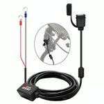 Adattatore per caricabatterie per telefono USB per moto impermeabile a ricarica rapida, lunghezza cavo: 2,27 m