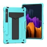 Per Samsung Galaxy Tab S8 / GALAXY TAB S7 T870 / T875 Staffa a forma di T Contrasto Colore antiurto antiurto PC + custodia protettiva in silicone (Mint Green + Nero)
