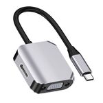 HW-6002 Convertitore adattatore 2 in 1 da tipo C / USB-C a HDMI + VGA (grigio)