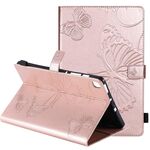 Per Samsung Galaxy S6 Lite P610 Custodia in pelle a vibrazione orizzontale con motivo a farfalla stampato con supporto e slot per schede e portafoglio e funzione di sospensione / sveglia (oro rosa)