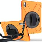 Per Huawei MatePad Pro 10.8 Custodia protettiva antiurto in silicone colorato + PC con supporto e tracolla, tracolla e slot per penna (arancione)
