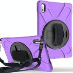 Per Huawei MatePad Pro 10.8 Custodia protettiva antiurto in silicone colorato + PC con supporto e tracolla, tracolla e slot per penna (viola)