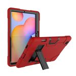 Per Samsung Galaxy Tab S6 Lite P610 Robot a colori a contrasto Custodia protettiva in silicone antiurto + PC con supporto (rosso + nero)