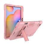 Per Samsung Galaxy Tab S6 Lite P610 Robot a colori a contrasto Custodia protettiva in silicone antiurto + PC con supporto (oro rosa)