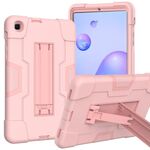 Per Samsung Galaxy Tab A 8.4 (2020) T307 Custodia protettiva in silicone antiurto per robot a colori a contrasto + PC con supporto (oro rosa)
