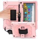 Per Amazon Kindle Fire HD 8 2020 Giradischi con rotazione a 360 gradi Robot a colori a contrasto Custodia protettiva in silicone antiurto + PC con supporto (oro rosa)