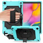 Per Samsung Galaxy Tab A 10.1 (2019) / T515 Giradischi con rotazione a 360 gradi Robot a colori a contrasto Custodia protettiva in silicone antiurto + PC con supporto (verde menta + nero)