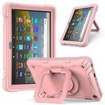 Per Amazon Kindle Fire HD 8 (2020) Custodia in silicone antiurto per robot a colori a contrasto + custodia per PC con supporto per cinturino (oro rosa)