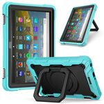 Per Amazon Kindle Fire HD 8 (2020) Custodia in silicone antiurto per robot a colori a contrasto + custodia per PC con supporto per cinturino (verde menta + nero)
