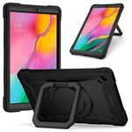 Per Samsung Galaxy Tab A10.1 (2019) T510 Custodia in silicone antiurto per robot a colori a contrasto + custodia per PC con supporto per cinturino (nero)