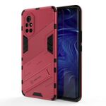 Per Huawei Nova 8 Punk Armor 2 in 1 PC + Custodia antiurto in TPU con supporto invisibile (rosa rossa)