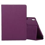 Per Lenovo M10 Plus TB-X606F Custodia in pelle con vibrazione orizzontale in tinta unita con struttura litchi con supporto e slot per penna (viola)
