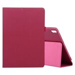 Per Lenovo M10 Plus TB-X606F Custodia in pelle con vibrazione orizzontale in tinta unita con struttura litchi con supporto e slot per penna (rosa rossa)