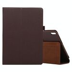 Per Lenovo M10 Plus TB-X606F Custodia in pelle con vibrazione orizzontale in tinta unita con struttura litchi con supporto e slot per penna (marrone)