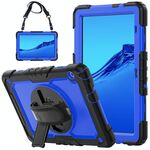 Per Huawei MediaPad T5 antiurto in silicone colorato + custodia protettiva per PC con supporto e tracolla e cinturino a mano (blu nero)