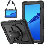 Per Huawei MediaPad T5 antiurto in silicone colorato + custodia protettiva per PC con supporto e tracolla e cinturino a mano (nero)