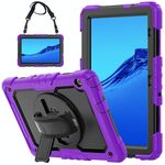 Per Huawei MediaPad T5 antiurto in silicone colorato + custodia protettiva per PC con supporto e tracolla e cinturino a mano (viola)