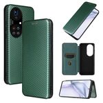 Per Huawei P50 Pro Texture in fibra di carbonio in fibra di carbonio flip orizzontale TPU + PC + custodia in pelle PU con slot per schede (verde)