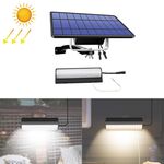 Pull-Switch 2 in 1 Solar Light 60-LEDs Lampada da parete del cortile del paesaggio, colore della luce: luce calda (guscio nero)
