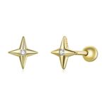 S925 Sterling Silver Stelle Golden Stars Ear Studs Orecchini da donna