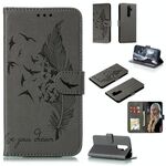 Per Xiaomi Redmi Note 8 Pro Feather Pattern Litchi Texture Custodia in pelle con vibrazione orizzontale con supporto, portafoglio e slot per schede (grigio)