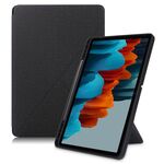 Per Samsung Galaxy Tab S7 FE T730 / T735 / TAB S7 + / T970 / T975 Texture di stoffa Custodia in pelle multi-pieghevole con supporto e sonno / sveglia (nero)