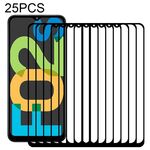 Per Samsung Galaxy F02S 25 PCS Pellicola intera a colla a schermo intero schermo in vetro temperato