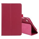 Per Lenovo Tab M7 Litchi Texture Colore solido Colore orizzontale Cassa in pelle flip con supporto e slot per penna (Rosa rossa)