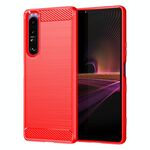 Per Sony Xperia 1 III texture in fibra di carbonio in fibra di carbonio in fibra di carbonio (rosso)