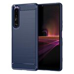 Per Sony Xperia 1 III Struttura in fibra di carbonio in fibra di carbonio in fibra di carbonio (blu navy)