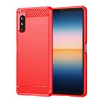 Per Sony Xperia 10 III Struttura in fibra di carbonio in fibra di carbonio in fibra di carbonio (rosso)