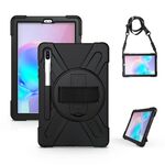 Per Samsung Galaxy Tab S6 10.5 pollici T860 / T865 Antifurto in silicone colorato + custodia protettiva per PC con supporto e tracolla e cinturino a mano e slot a penna (nero)