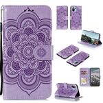 Per Xiaomi Redmi Nota 10 5G Mandala Embossing Pattern Gestione orizzontale Flip PU Custodia in pelle con supporto e carte Slot & Walle & Lanyard (viola)