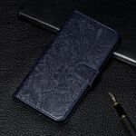 Per Xiaomi MI 11 Ultra pizzo fiore goffratura modello in pelle flip orizzontale custodia in pelle con supporto e carte slot e portafoglio e cornice fotografica (blu scuro)