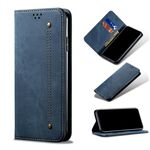 Per Xiaomi Mi 10s Denim Texture Style Casual Style Gestione orizzontale in pelle flip con titolare e slot per schede e portafoglio (blu)