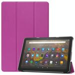 Per Amazon Fire HD 10 (2021) Struttura custer Caso di custerra in pelle flip orizzontale con supporto a tre pieghevole e funzione Sleep / Wake-up (viola)
